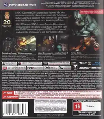 Doom 3 - BFG Edition (USA) (En,Fr,Es) (v1.01) (Disc) (Update) box cover back